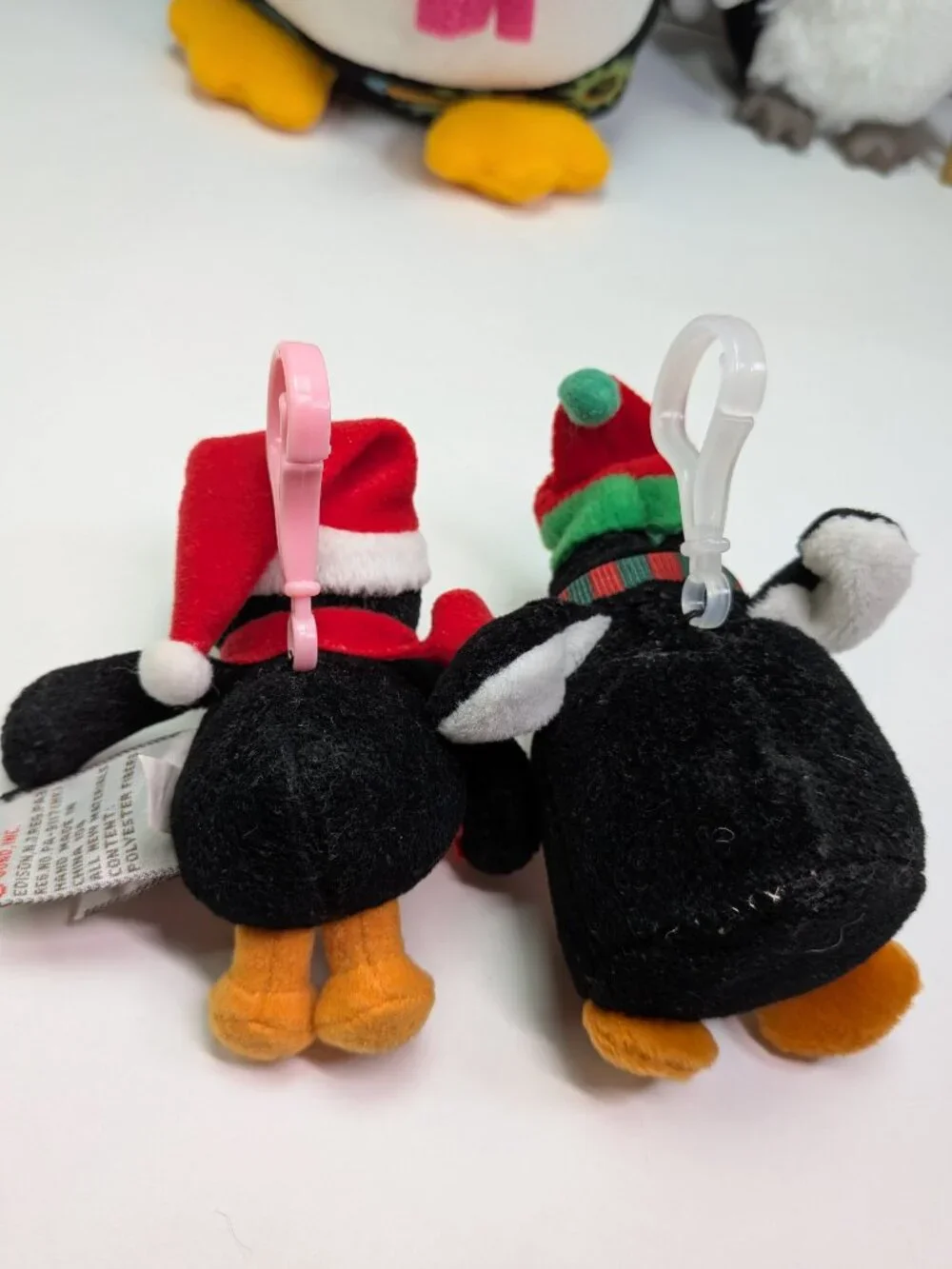Vintage Penguin Plush Lot of 4 Webkinz Ganz Gund ABC Peace Sign Clips Christmas